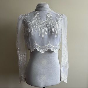 vintage 70s hand made sheer bridal crop blouse